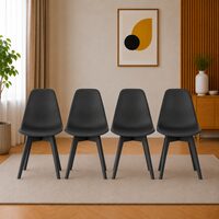 Set 4 scaune bucatarie/living, Artool, Kito, PP negru, picioare lemn negru, 46x54.5x80 cm