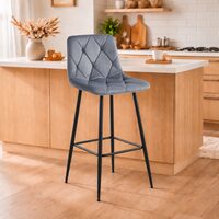 Scaun de bucatarie/bar, Artool, Nado, catifea gri inchis, picioare metal negru, 43.5x32.5x104 cm