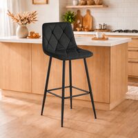 Scaun de bucatarie/bar, Artool, Nado, catifea neagra, picioare metal negru, 43.5x32.5x104 cm