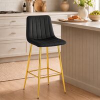 Scaun de bucatarie/bar, Artool, Pozza, catifea neagra, picioare metal auriu, 43.5x49x102 cm