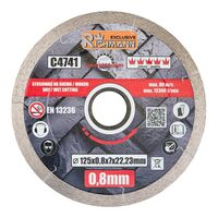 Disc diamantat ultra subtire, placi ceramice, taiere umeda si uscata, 125 mm/22.23 mm, Richmann Exclusive
