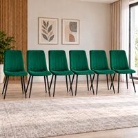 Set 6 scaune bucatarie/living, Artool, Lava, catifea verde, picioare metal negru, 43x51x90 cm