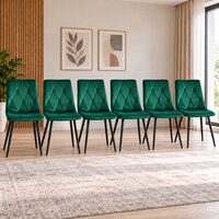 Set 6 scaune bucatarie/living, Artool, Libra, catifea verde, picioare metal negru, 44x40x88.5 cm