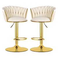 Set 2 scaune bucatarie/bar, Artool, Mig, rotative, catifea bej, picior metal auriu, 51x50x84-105 cm