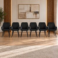 Set 6 scaune tip fotoliu bucatarie/living, Artool, Nana, catifea neagra, picioare metal negru, 54x61x83.5 cm