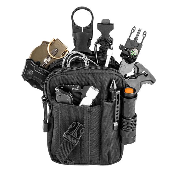 Kit turistic, supravietuire, cu geanta tip husa, set 14 piese, NEO