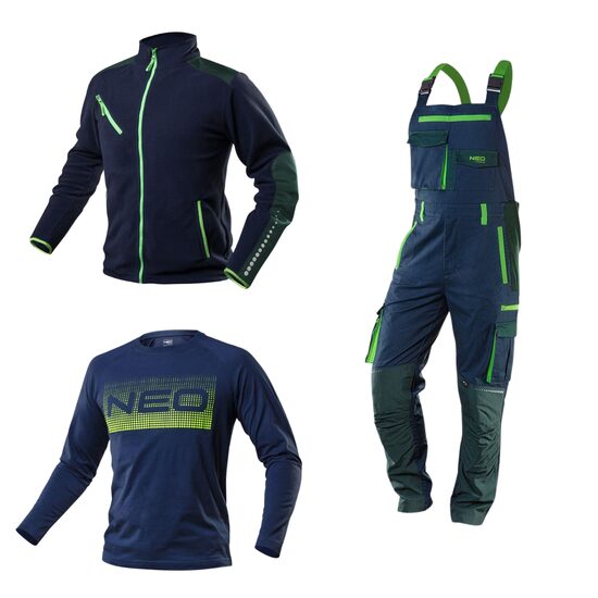 Set imbracaminte de lucru, geaca polar, salopeta, tricou, model Premium, bleumarin, M/50, NEO