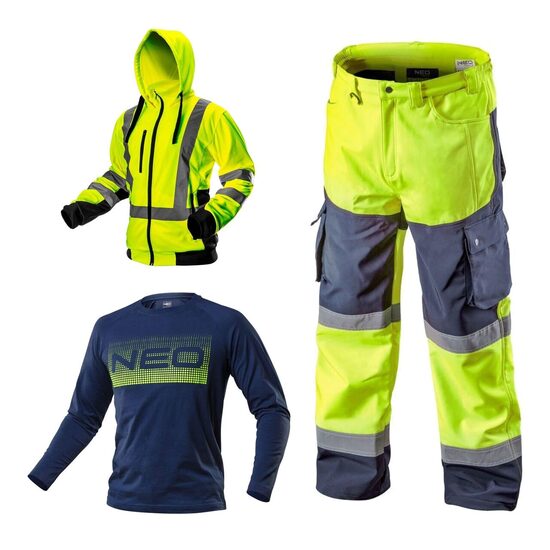 Set imbracaminte de lucru reflectorizanta, hanorac, pantaloni softshell, tricou, L/52, NEO