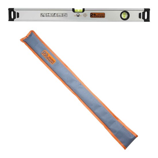 Set nivela aluminiu 150 cm cu husa, 2 bule, 0.5 mm/m, Richmann Exclusive