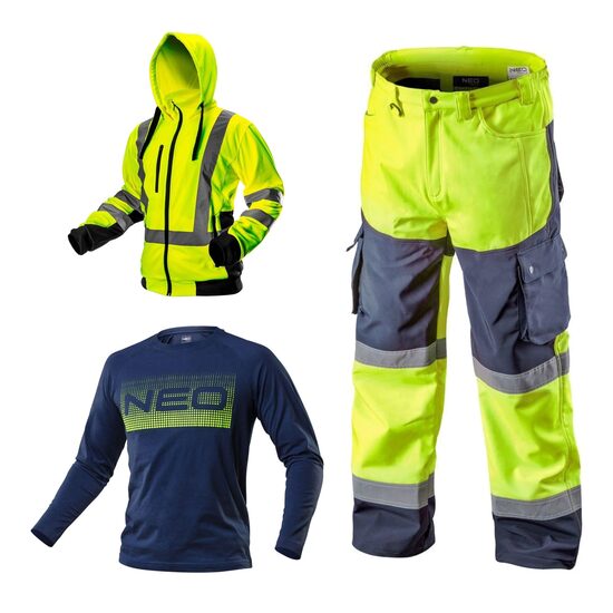 Set imbracaminte de lucru reflectorizanta, hanorac, pantaloni softshell, tricou, M/50, NEO