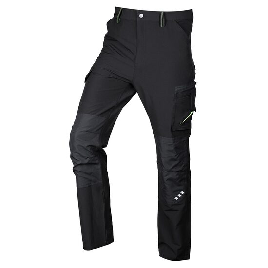 Pantaloni de lucru Mix&Match, elastici, intariri genunchi, negru si verde, marimea S/48, NEO