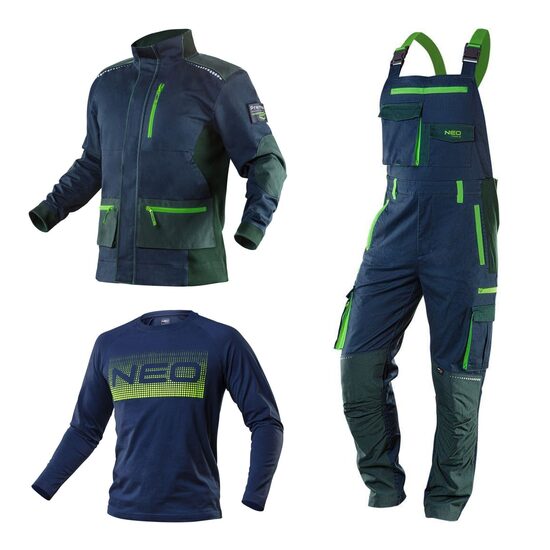 Set imbracaminte de lucru, geaca, salopeta, tricou, model Premium, bleumarin, XXL/56, NEO