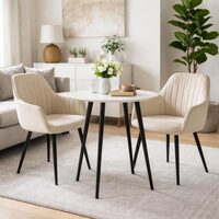 Set 2 scaune tip fotoliu bucatarie/living, Artool, Solden, catifea bej, picioare metal negru, 55x45.5x83.5 cm