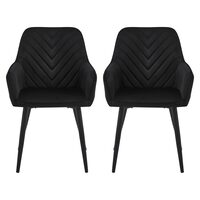 Set 2 scaune tip fotoliu bucatarie/living, Artool, Nana, catifea neagra, picioare metal negru, 54x61x83.5 cm