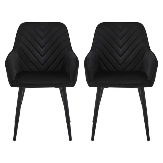 Set 2 scaune tip fotoliu bucatarie/living, Artool, Nana, catifea neagra, picioare metal negru, 54x61x83.5 cm