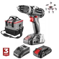 Masina de gaurit, insurubat (bormasina), cu 2 acumulatori 2 Ah, incarcator, 18 V Li-ion, geanta, fara perii, mandrina 2-13 mm, Graphite Energy