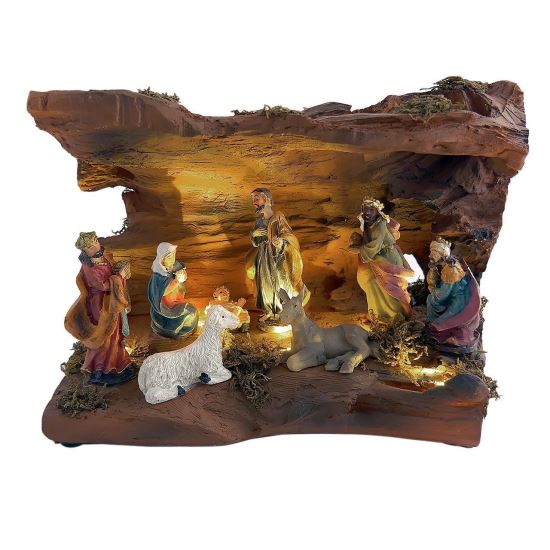 Decoratiune Craciun, Nasterea Domnului, 6 LED, 3xAA, 31x19x23 cm