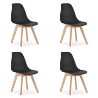 Set 4 scaune bucatarie/living,  Artool, Kito, PP, lemn, negru si natur, 46x54.5x80 cm