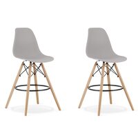 Set 2 scaune de bucatarie/bar,  Artool, Lamal, PP, lemn, gri si natur, 54x55x107.5 cm