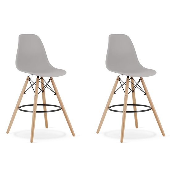 Set 2 scaune de bucatarie/bar,  Artool, Lamal, PP, lemn, gri si natur, 54x55x107.5 cm