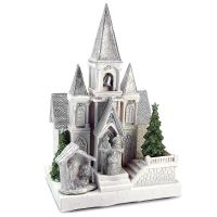 Decoratiune Craciun, Biserica cu scena Nasterea Domnului, 6 LED, 3xAA, 17x13x26 cm