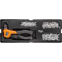 Cleste nituri, sertar TIP A (385x150 mm) pentru dulap mobil, 3.2, 4, 4.8 x 11 mm, 1 buc cleste + rezerve nituri (150 buc/3 dimensiuni), RICHMANN EXCLUSIVE