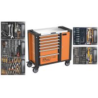 Dulap mobil pentru unelte, 7 sertare + spatiu lateral cu usa, 970x927x465 mm, contine 14 seturi de unelte, 268 elemente, RICHMANN EXCLUSIVE