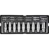 Set capete tubulare lungi, sertar Tip A (385x150 mm) pentru dulap mobil, 1/2", 1/4", 4-24 mm, 20 buc, Richmann exclusive