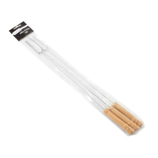 Ustensile pentru barbecue, grill, gratar, furculite lungi, maner lemn, set 3 buc, 48 cm, Perfect Home 