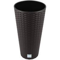 Ghiveci decorativ de flori, rotund inalt, 25x47.6 cm, maro, imitatie ratan, Rato