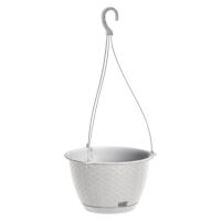 Ghiveci decorativ suspendat de flori, rotund, 24.3x16 cm, alb, Ratolla W