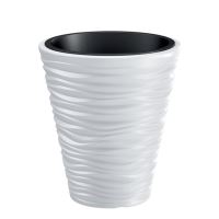 Ghiveci decorativ de flori, rotund 34.5x38.5 cm, alb, Sand