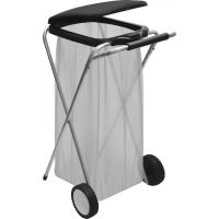 Suport sac gunoi cu maner metalic si roti, 44x52x83 cm, negru, Strend Pro