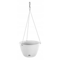 Ghiveci decorativ cu lant, rotund,​​​​​​​ alb, 23x14.5 cm, Splofy WS 