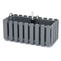 Jardiniera decorativa, suport metalic, sistem irigare,​​​​​​​ gri, 38x18x16.2 cm, Boardee Fencycase W Old