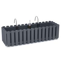 Jardiniera decorativa, suport metalic, sistem irigare, antracit, 58x18x16.2 cm, Boardee Fencycase W Old