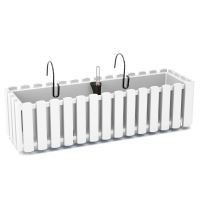 Jardiniera decorativa, suport metalic, sistem irigare, alb, 58x18x16.2 cm, Boardee Fencycase W Old