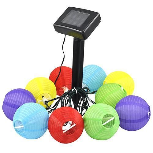 Ghirlanda solara, lampioane chinezesti, LED, 10 buc, 8 cm, Draco 