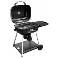Gratar gradina, grill dreptunghiular, cu roti, capac, raft, 57x45 cm 