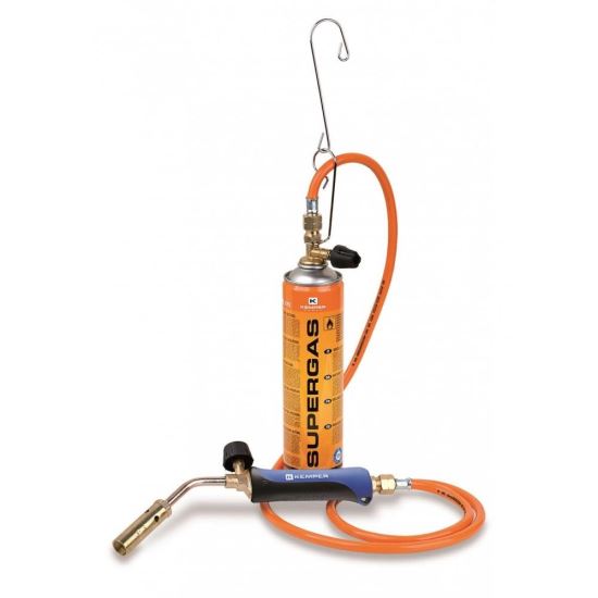 Arzator gaz, cu furtun 1.5 m, doza/cartus gaz, 30% propan, 70% butan, 600 ml, 17 mm, 7/16", Kemper