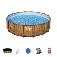 Piscina structura metalica, rotunda, cu filtru, pompa, dozator, scara, prelata acoperire, maro, 488x122 cm, Bestway Power Steel