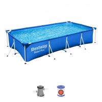 Piscina structura metalica, dreptunghiulara, cu filtru, albastru, 400x211x81 cm, Bestway Steel Pro 