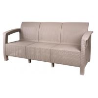 Canapea gradina/terasa, 3 locuri, cappuccino, ratan sintetic, 175x70x80 cm, Aruba 