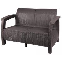 Canapea gradina/terasa, 2 locuri, maro, ratan sintetic, 120x70x80 cm, Aruba