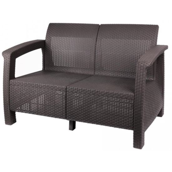 Canapea gradina/terasa, 2 locuri, maro, ratan sintetic, 120x70x80 cm, Aruba