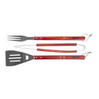 Ustensile pentru barbecue, grill, gratar, inox, maner lemn, set 3 piese
