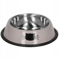 Castron, bol, pentru caine, pisica, rotund, inox, bej, 12 cm