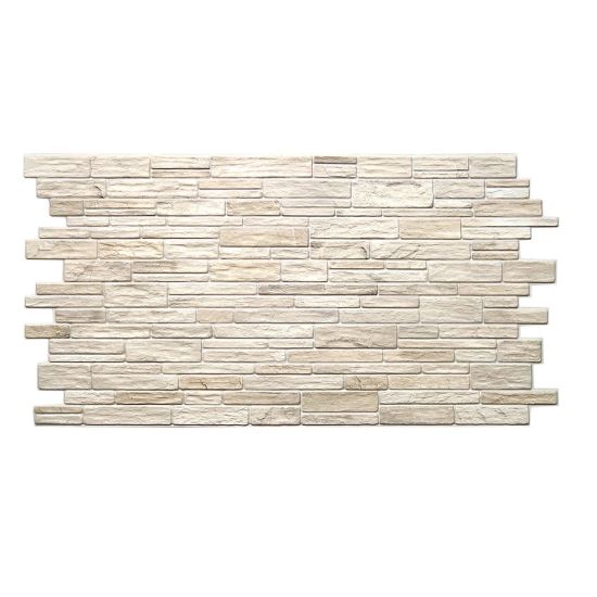 Panou decorativ, PVC, model piatra 3D, nuante crem, 96x48.5cm 
