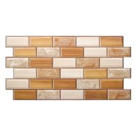 Panou decorativ, PVC, model lemn 3D, nuante maro deschis, 96x48.5 cm 