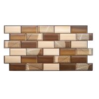 Panou decorativ, PVC, model lemn 3D, nuante maro inchis, 96x48.5 cm 